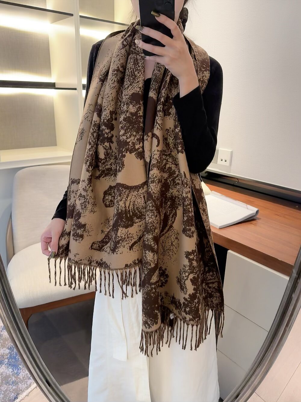 Dior Toile Print Cashmere Shawl Brown product images