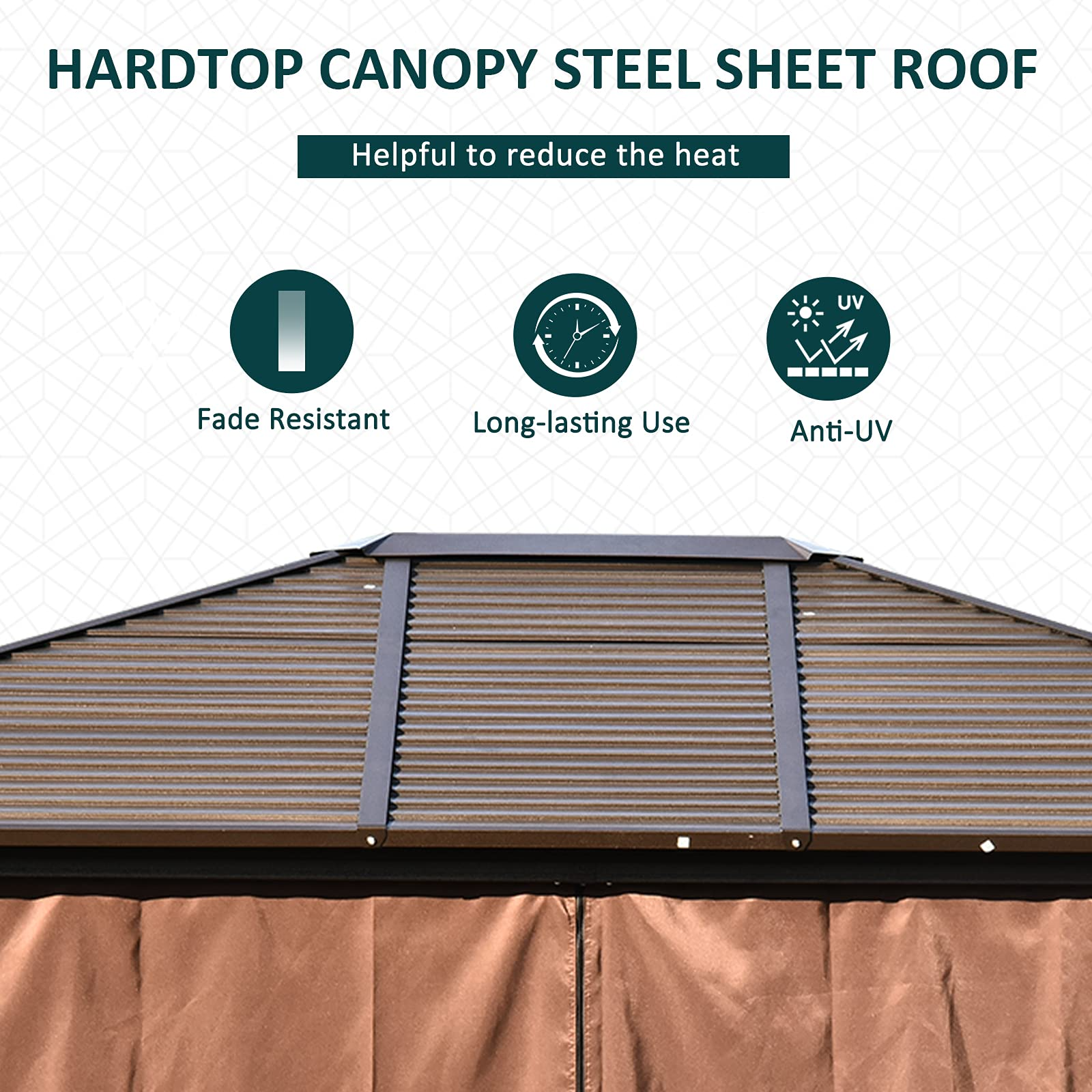 Deluxe Steel Hardtop Patio Gazebo Garden Sun Shelter