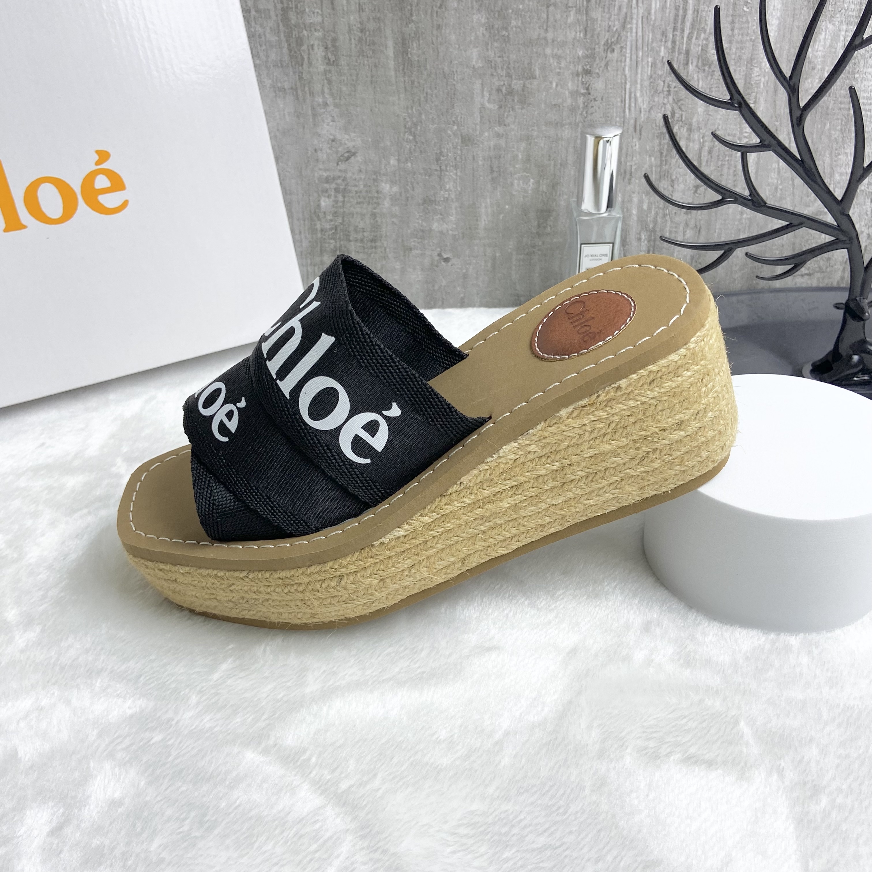 Chloe Logo Espadrille Wedge Sandals