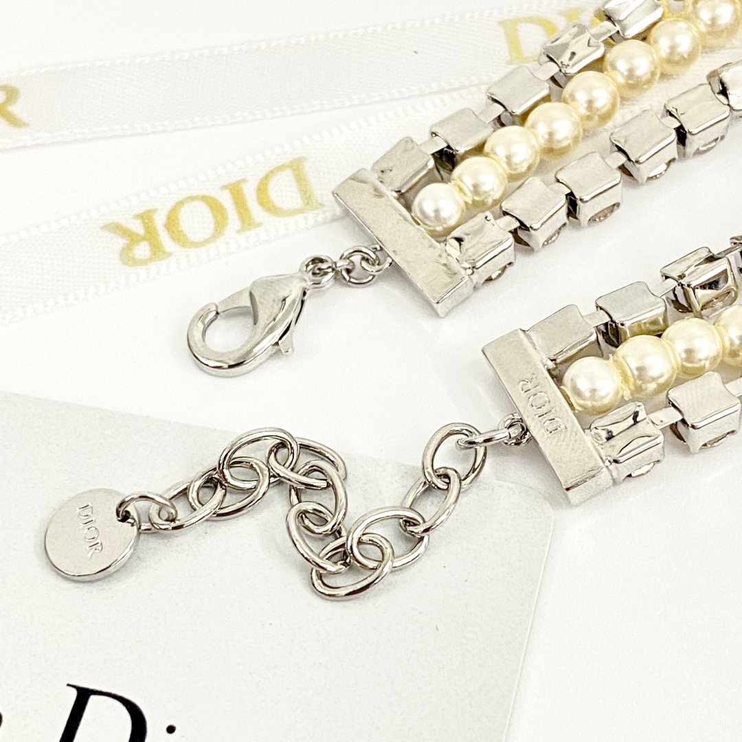 Dior diamond and pearl bracelet