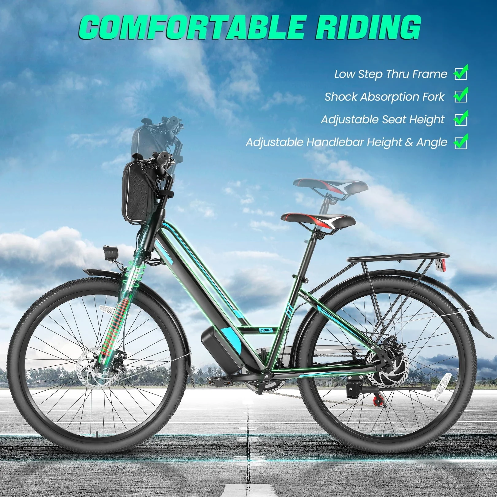 Gocio 26in Low-Step Electric Commuter Bike, 500W, 48V