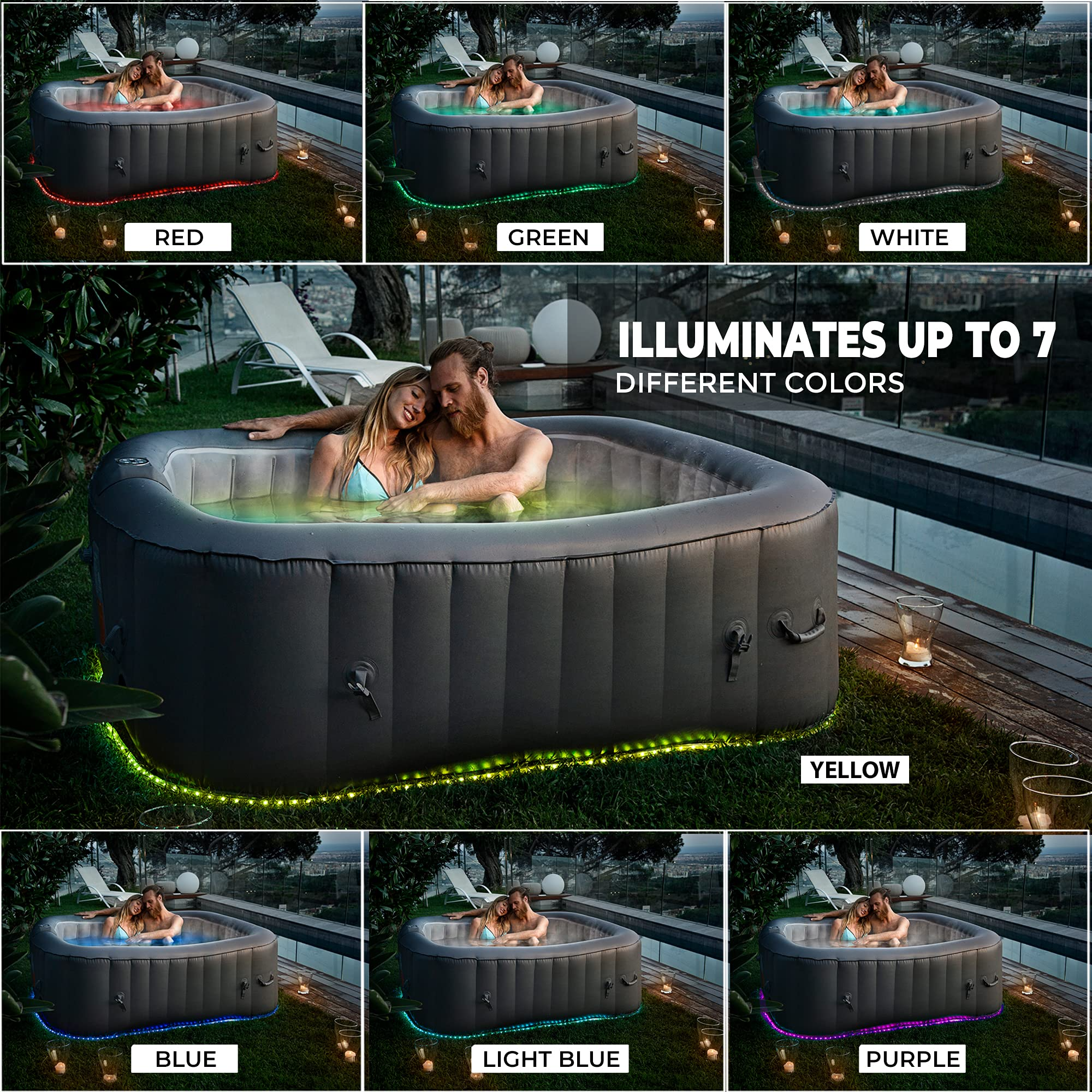 Outdoor Portable Hot Tub - 6-Person Square Inflatable Heated