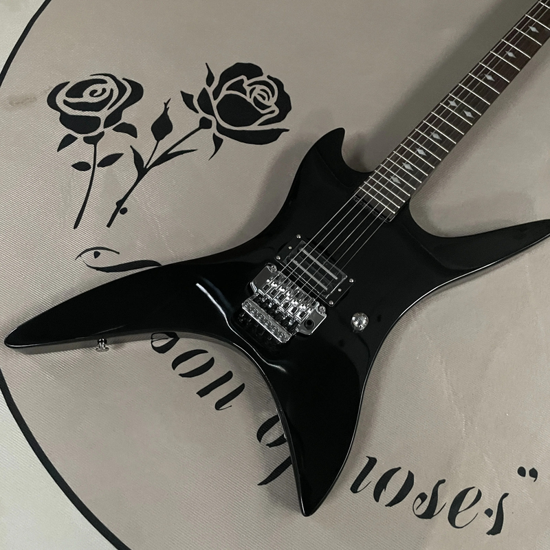 6-string Black Electric Guitar A Vibrato System Guitars Rosewood Fingerboard
