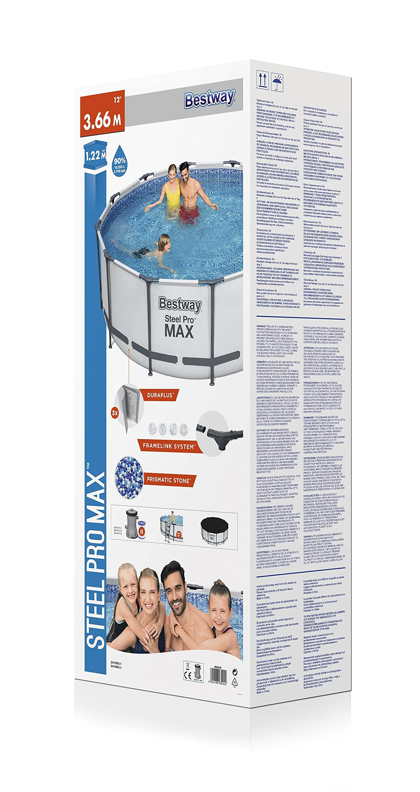 Steel Pro Max Round Frame Swimming Pool with Filter Pump, Grey