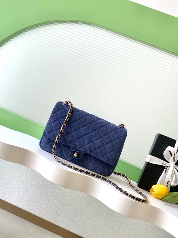 Chanel Suede Blue Classic Flap Bag Small