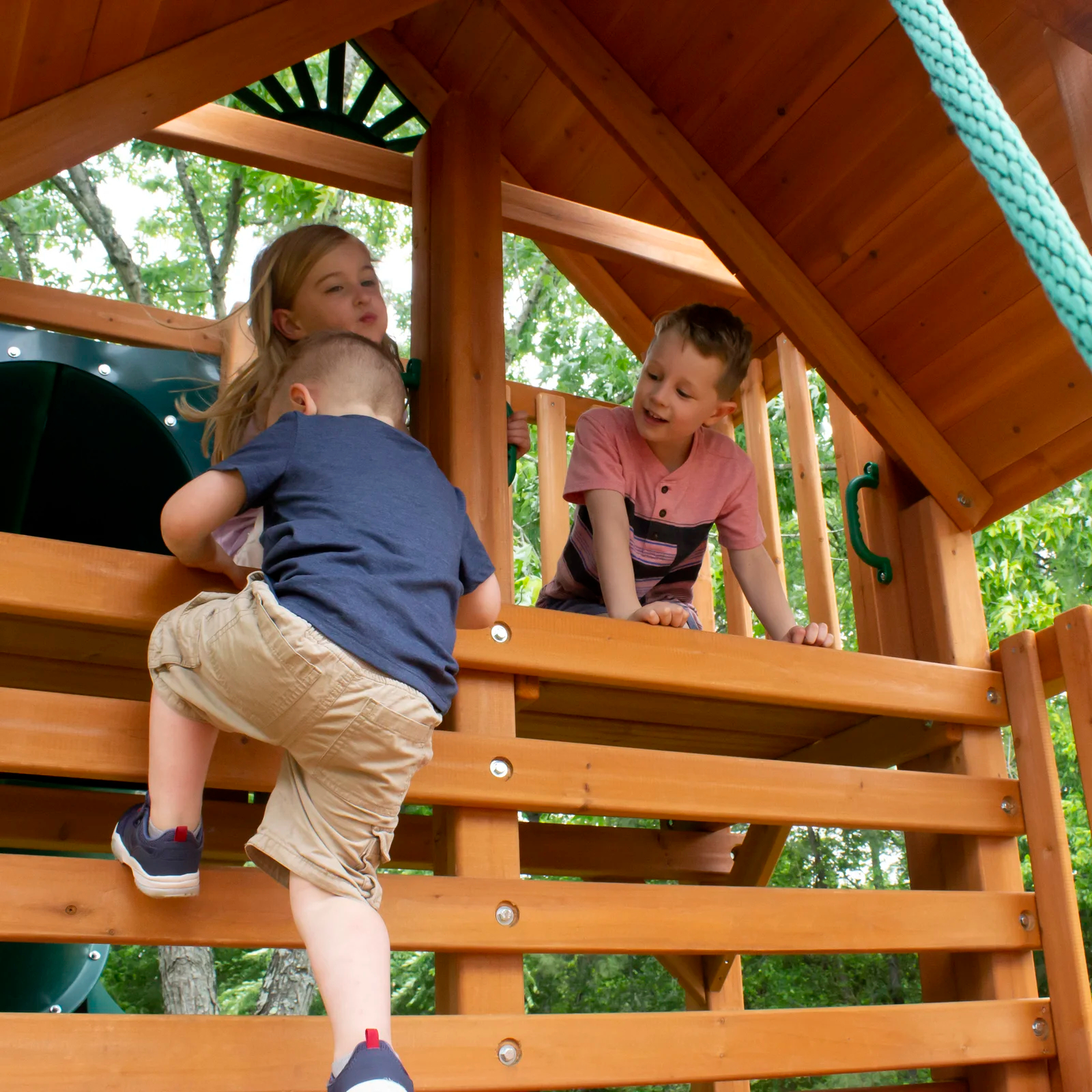 Treasure Trove I Swing Set with Wood Roof