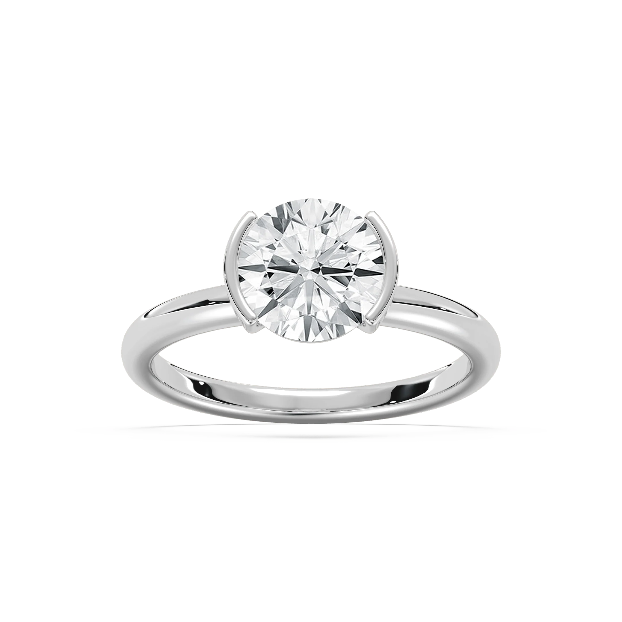 Honor 2 ctw Round Lab Grown Diamond Semi Bezel Solitaire Engagement Ring