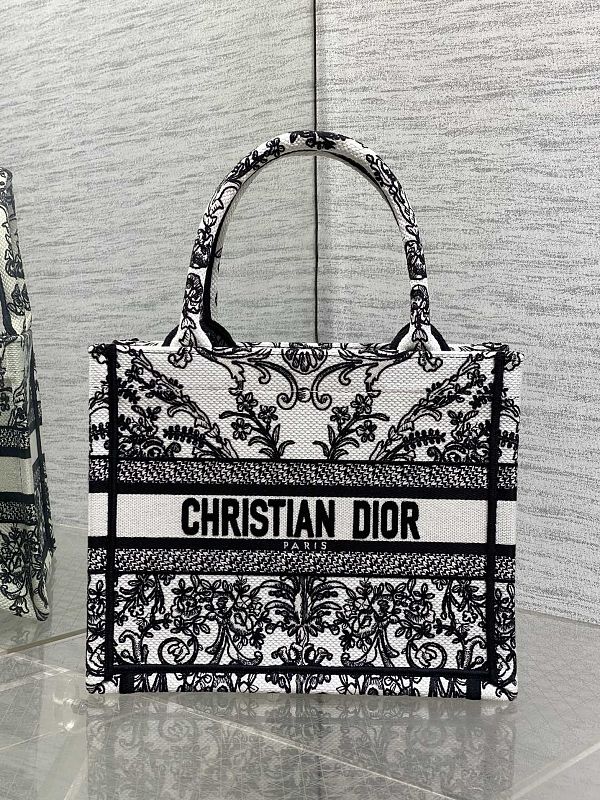 Dior Book Tote Small Black Lace