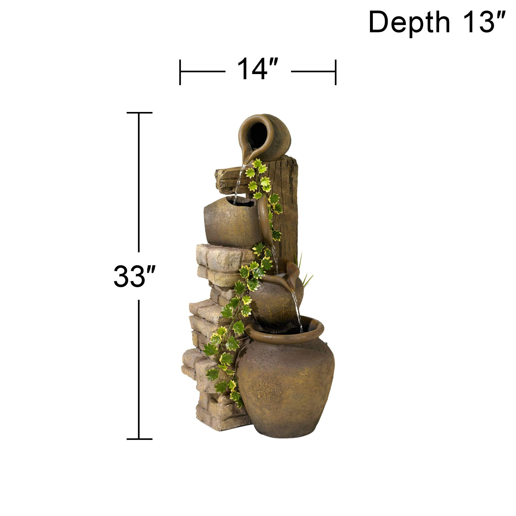 Cascading Rustic Floor Three Jugs Fountain