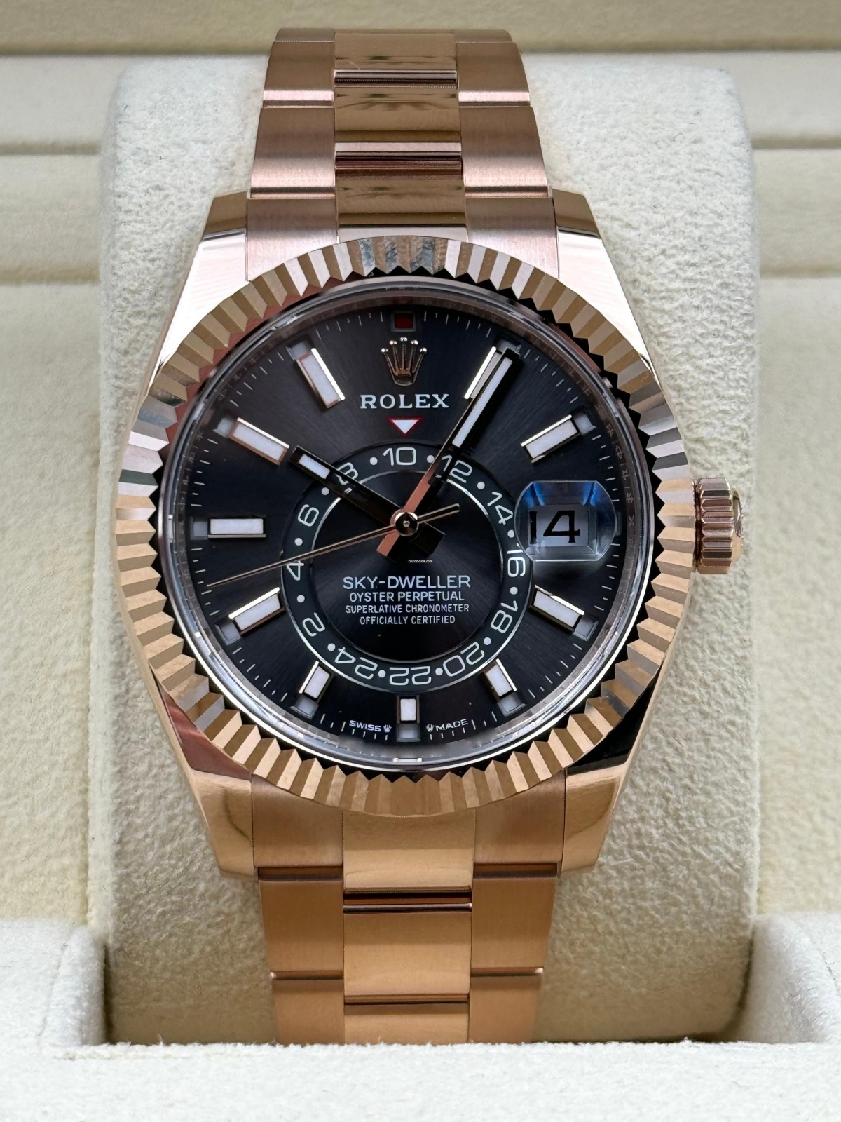 【Super Clone】RLX  Sky-Dweller 42mm Rose Gold Rhodium Dial Oyster - 336935