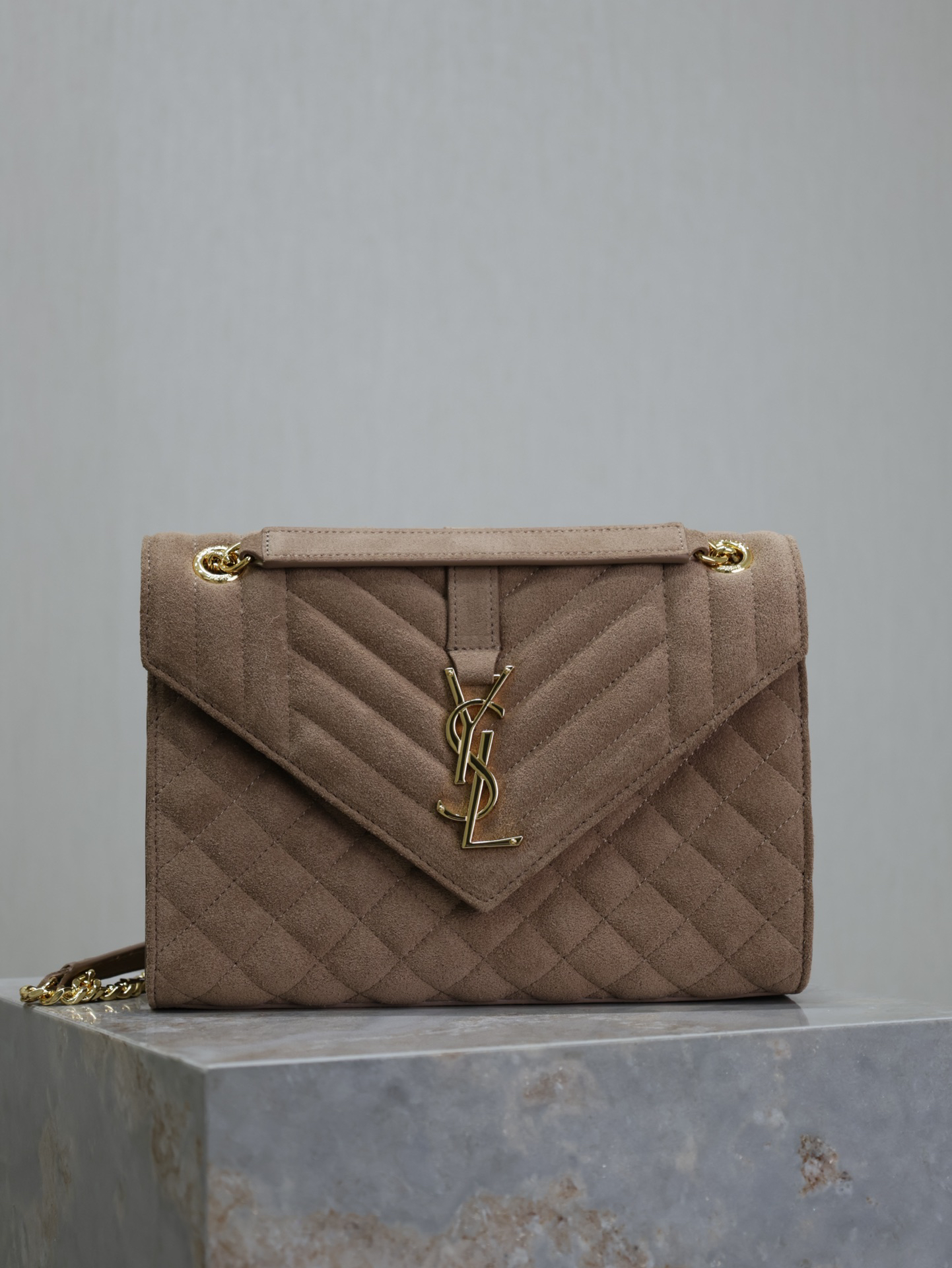 YSL Envelope mixed quilted bag In Mix Matelassé Quilted Grain De Poudre Leather