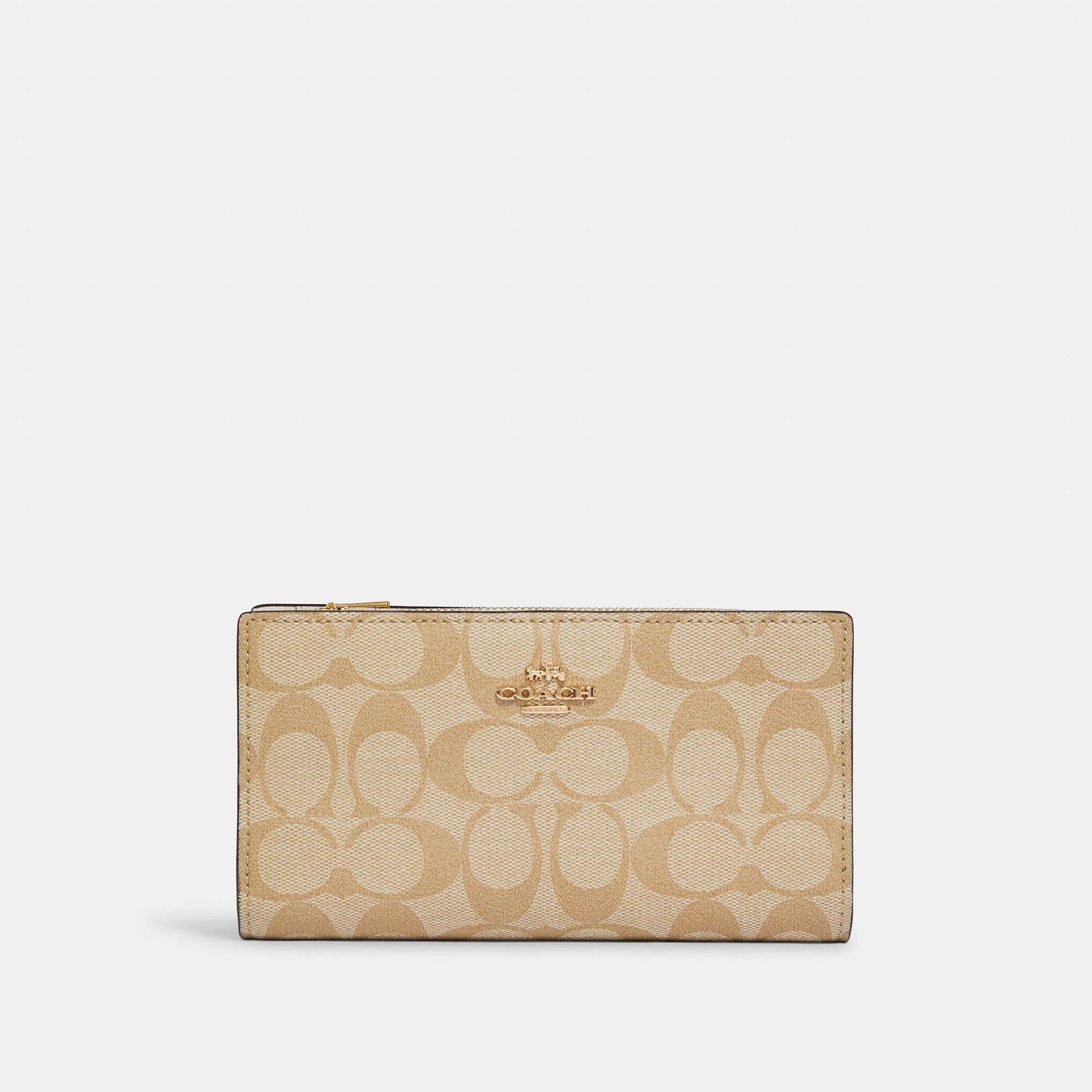 Outlet Slim Zip Wallet In Signature Canvas