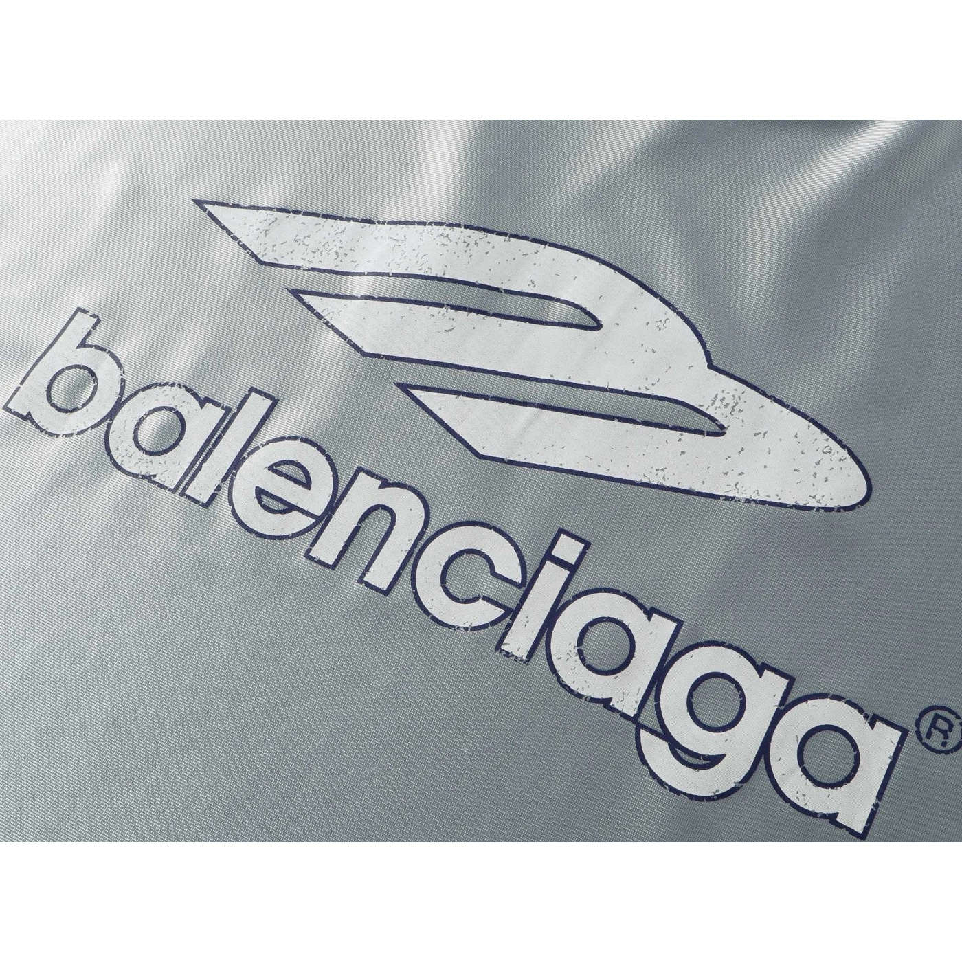 Balenciaga 3B Silhouette Ribbed V-neck Printed T-shirt Black/Blue/Gray