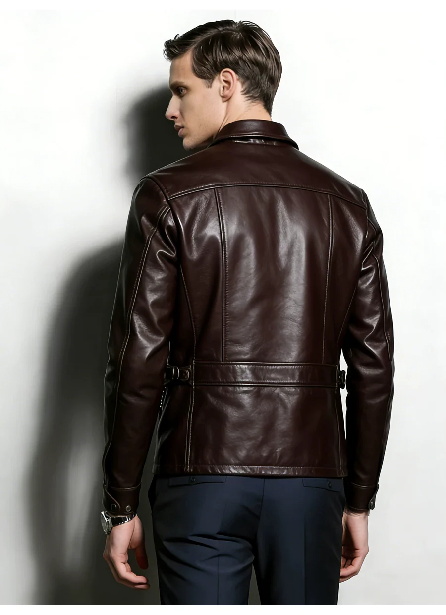 Retro old money wind goatskin jacket