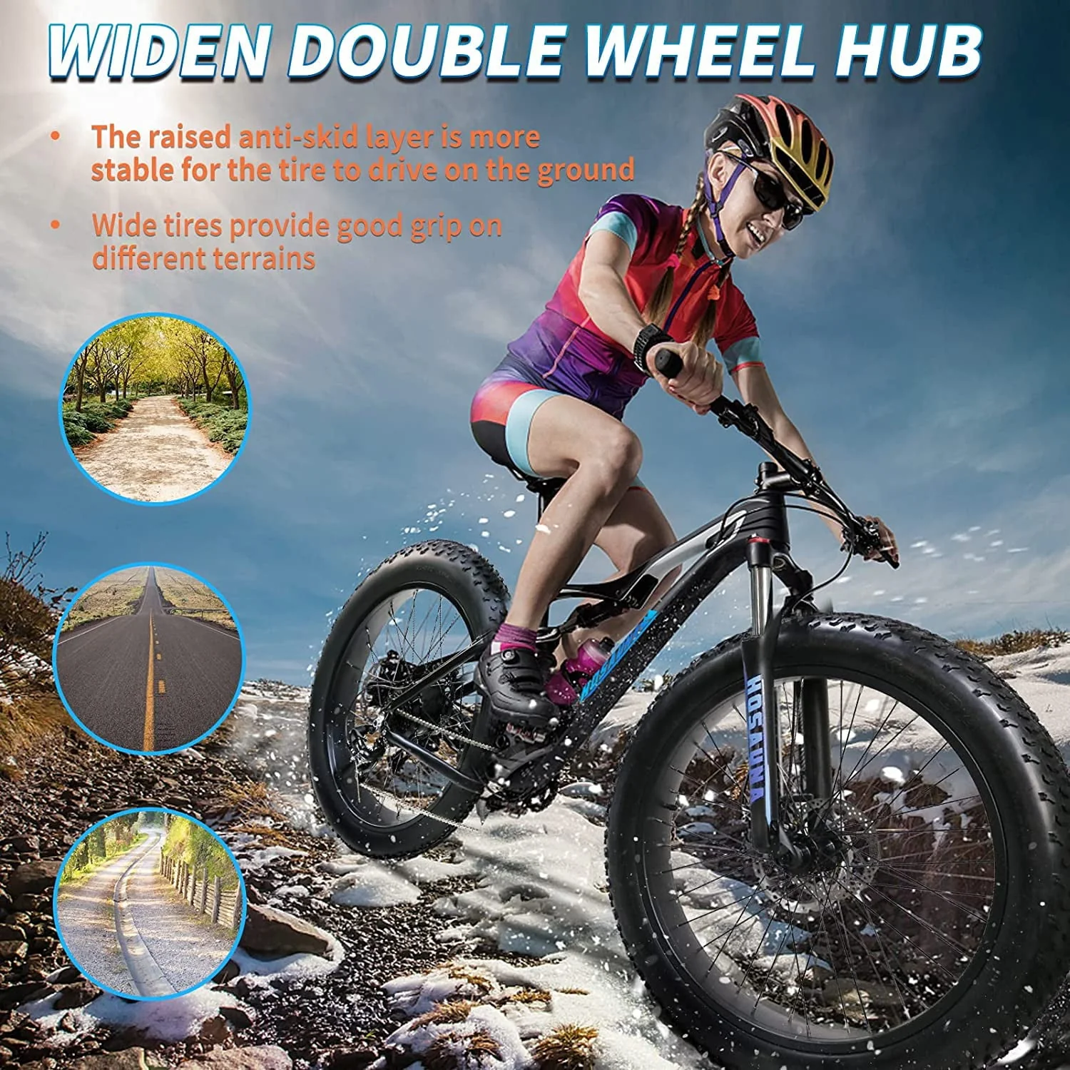 26in Fat Tire Electric Mountain Bike, 500W, 48V 15Ah, Black