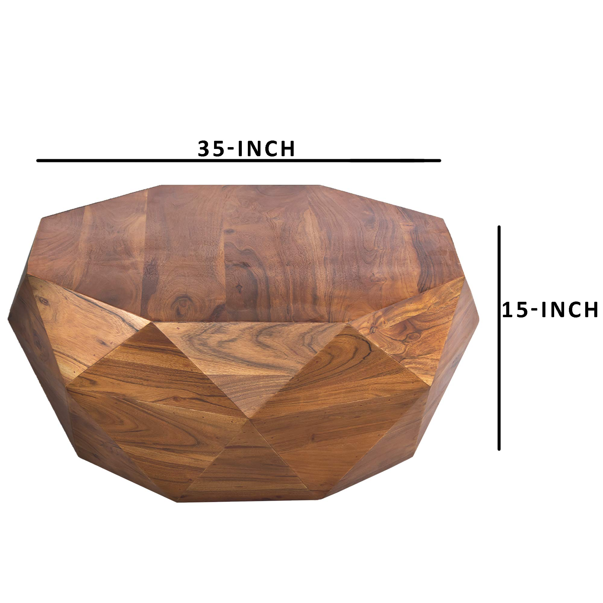 Diamond Shape Acacia Wood Coffee Table with Smooth Top