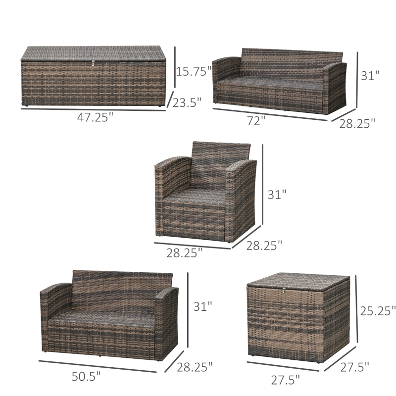 6 PCS Patio Furniture Sets