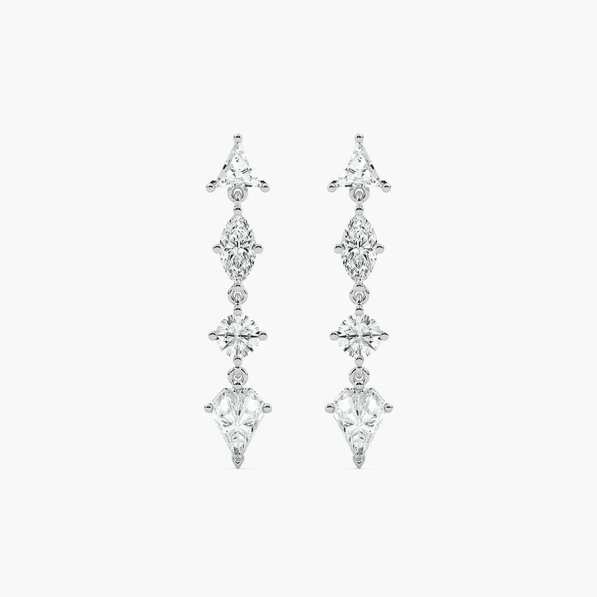 3 ³/₄ ctw Triangle, Marquise, Shield, and Round Lab Grown Diamond Dangle Earrings