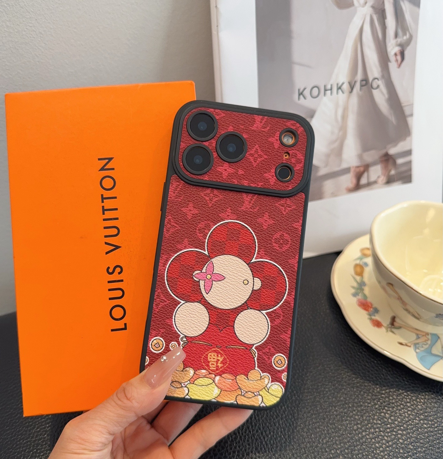 Louis Vuitton Vivienne Lucky Fortune Monogram Leather Luxury Shockproof Phone Case