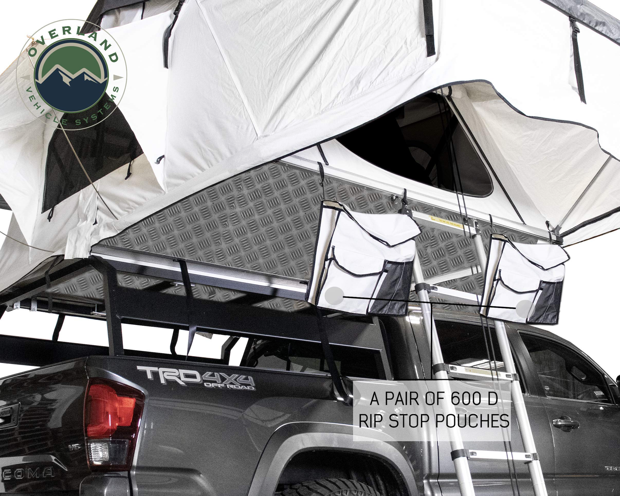Nomadic 3 Extended Roof Top Tent - White Base with Gray Rain Fly