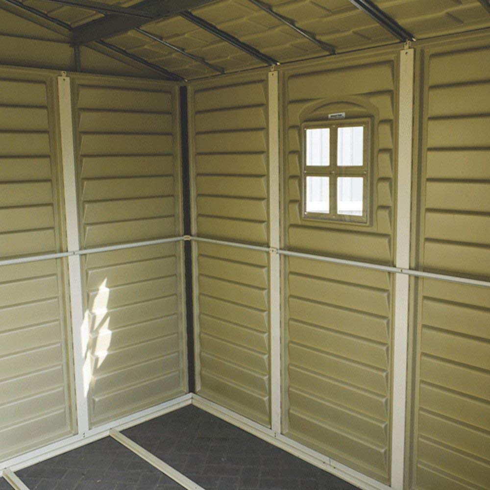 10x8 Feet V2 Wood Side Vinyl Shed - Ivory/Brown