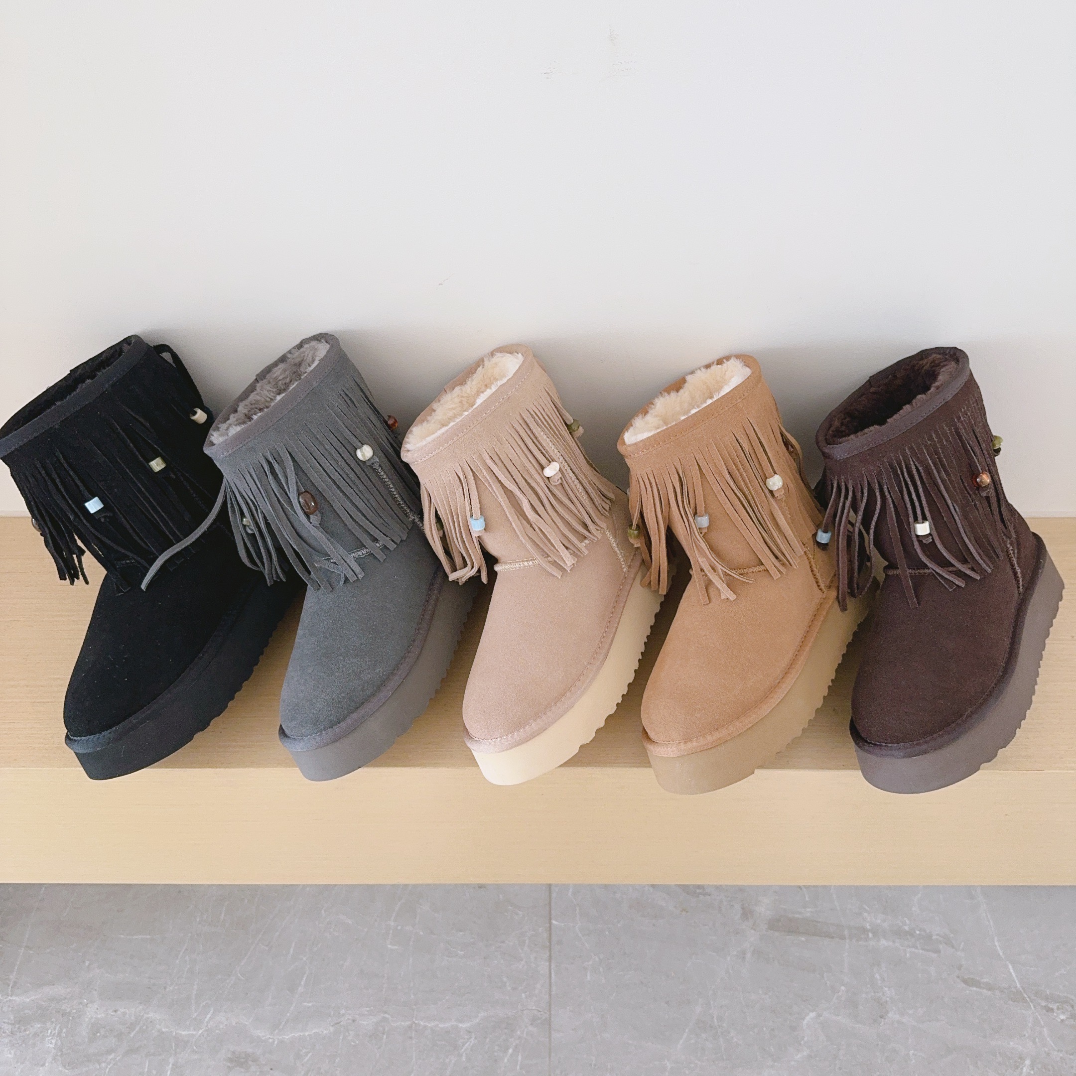Tassel Mid-Calf Boots Platform