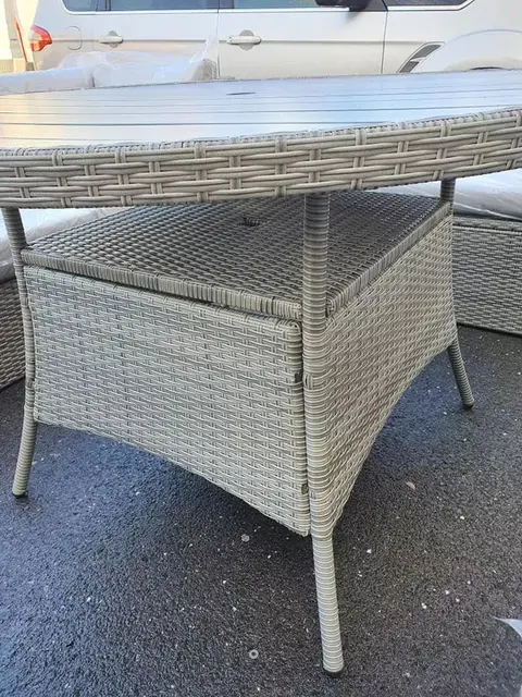 9 seater luxury set of garden furniture in grey rattan