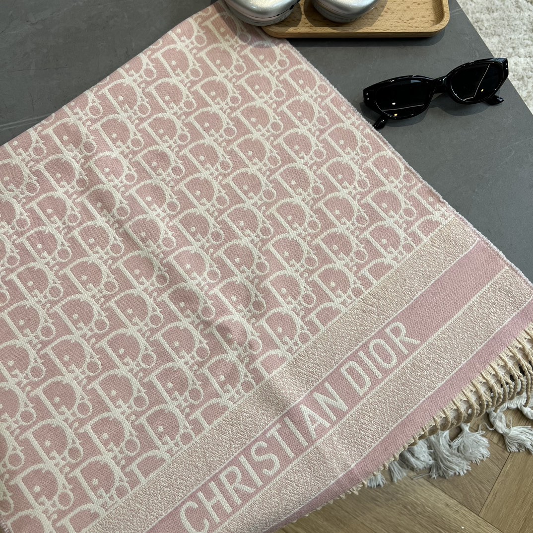 Dior Oblique Wool Scarf Pink 50 x 180 cm product images