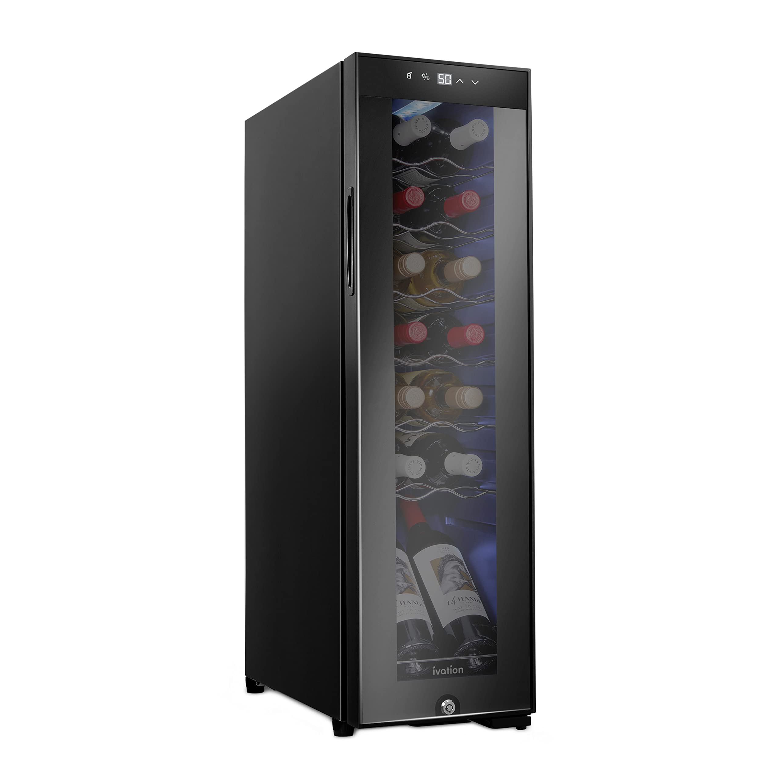 Ivation 12 Bottle Compressor Wine Cooler Refrigerator withLock