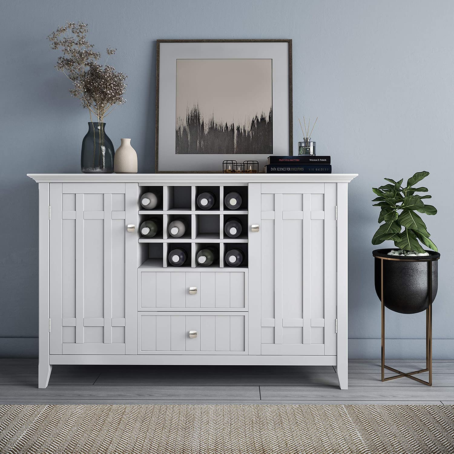 Solid Pine Wood 54 inch Rustic Sideboard Buffet Credenza in