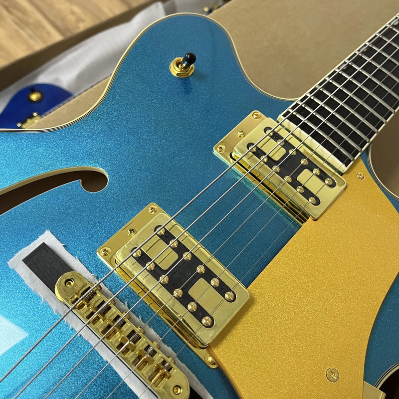 Hollow Body Jazz Electric Guitar 2H Pickups Cream Pickguard Gold Hardware