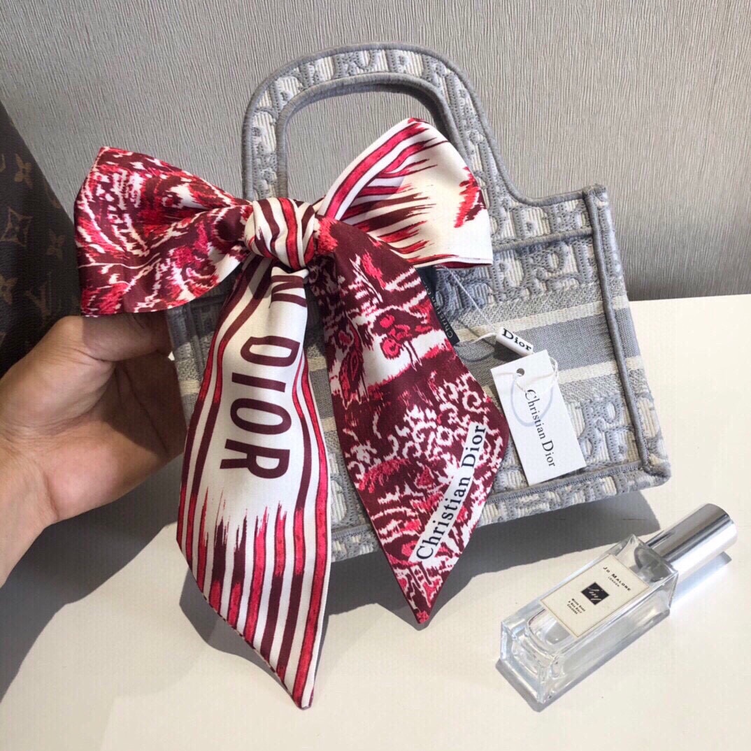 Dior Logo Stripe Mitzah Scarf Burgundy product images