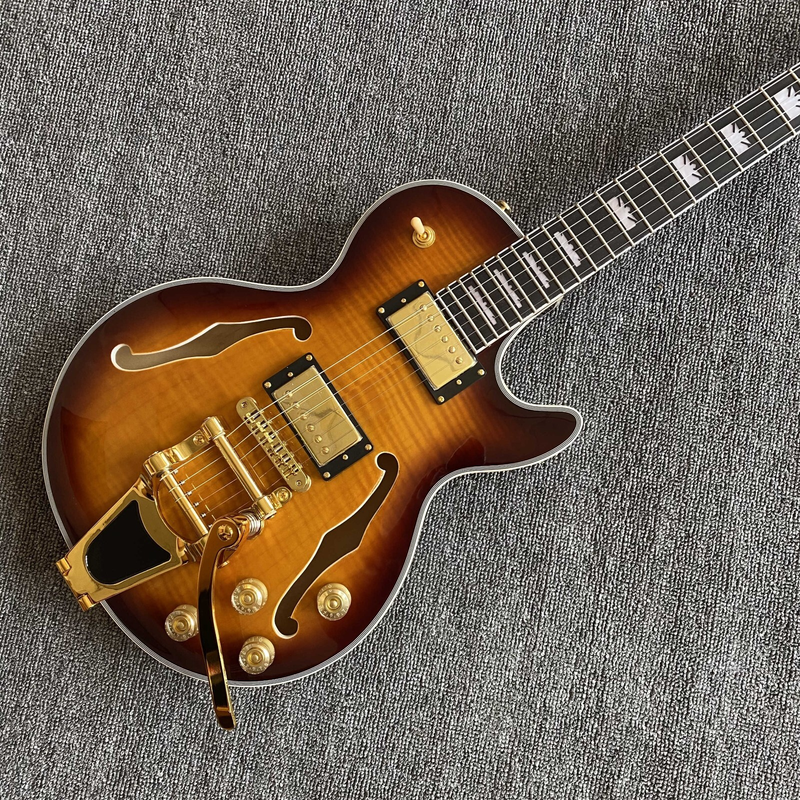 Brand New 6 String Sunset Colored Bigsby Stretch Plate Electric Guitar
