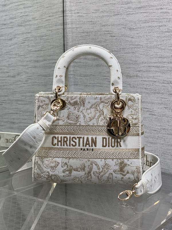 Dior Lady D-Lite Bag Medium Gold Floral