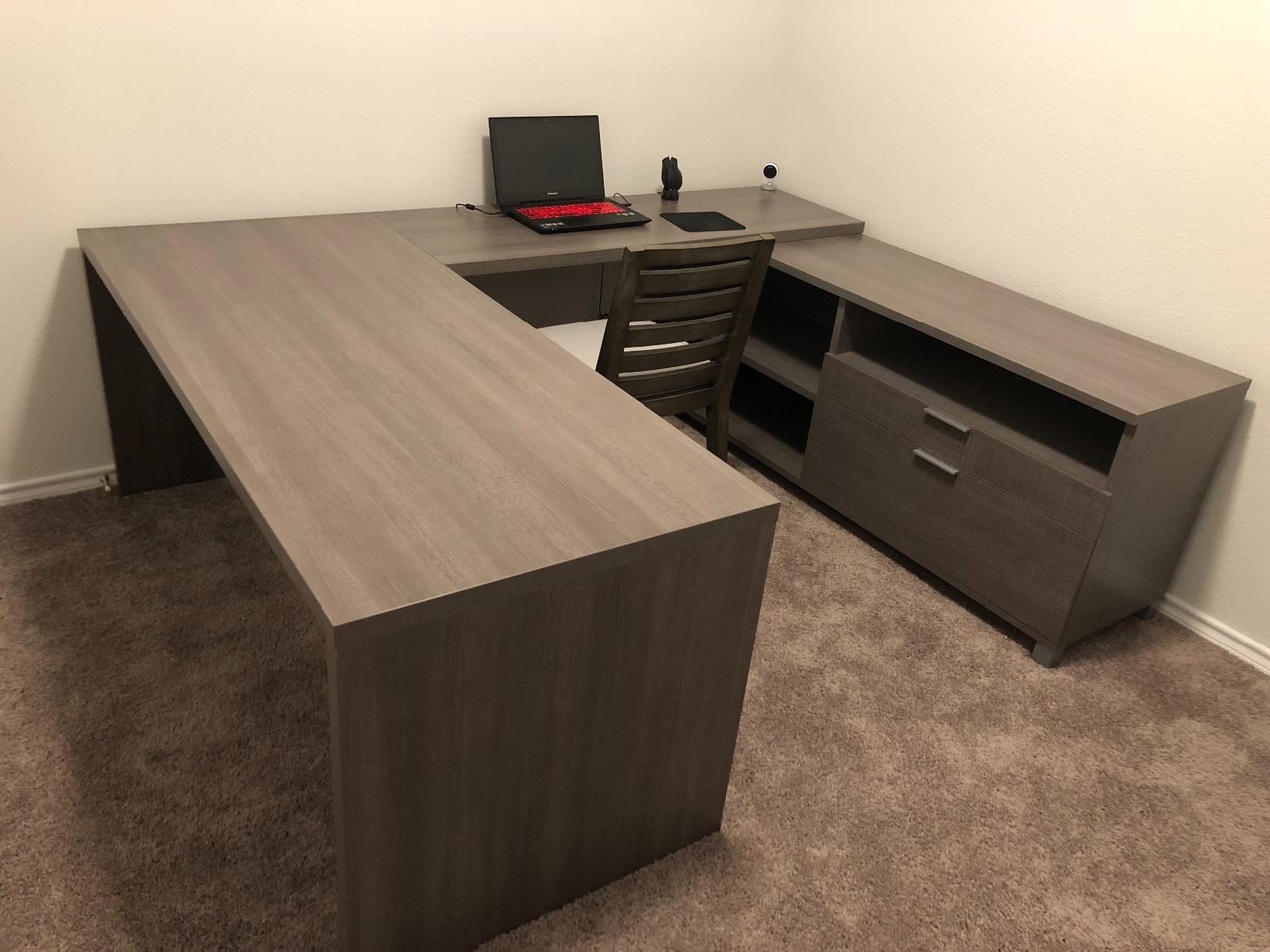 Bestar Pro-Linea U-Desk, Bark Grey