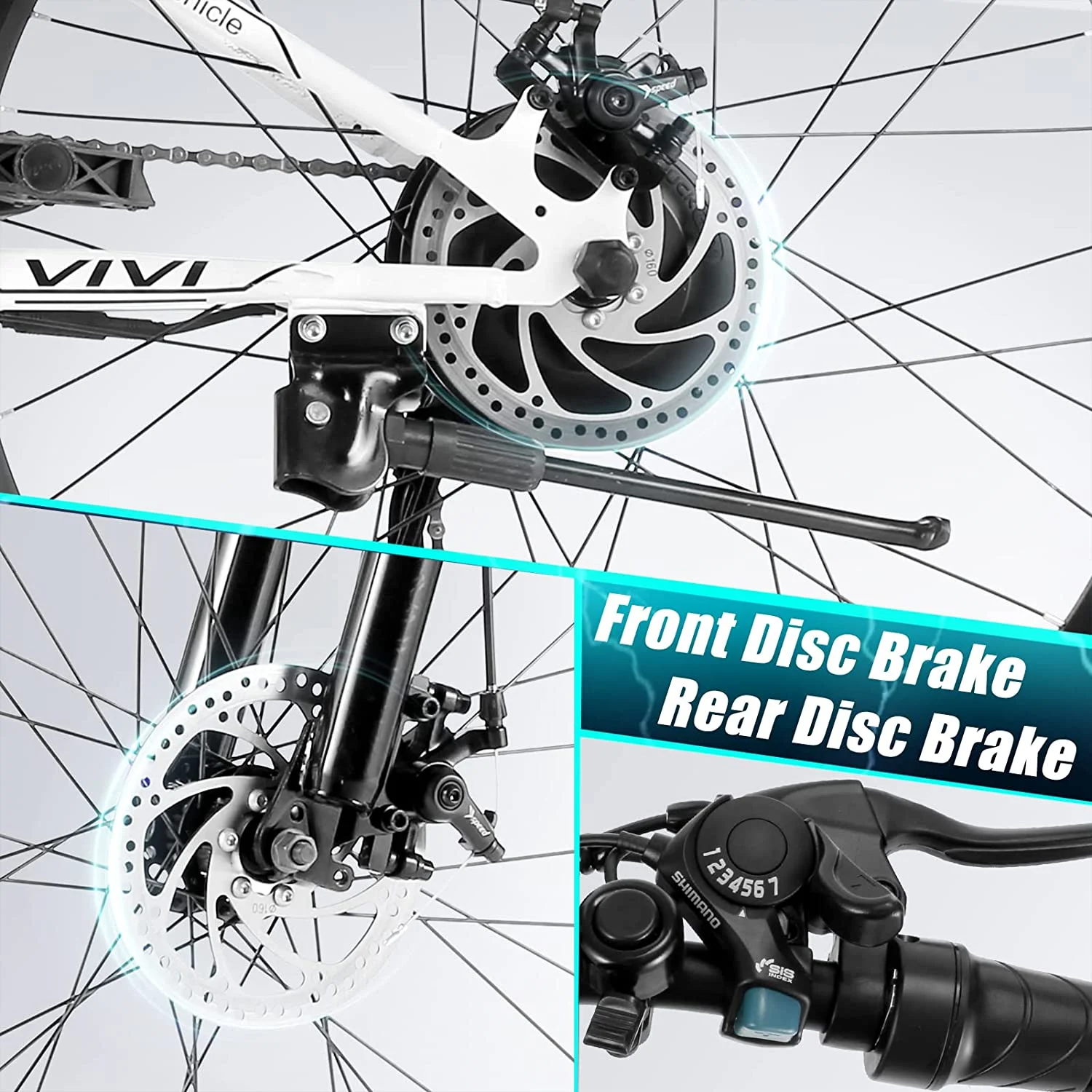Vivi 26in Folding Electric Mountain Bike, 500W, 21-Speed