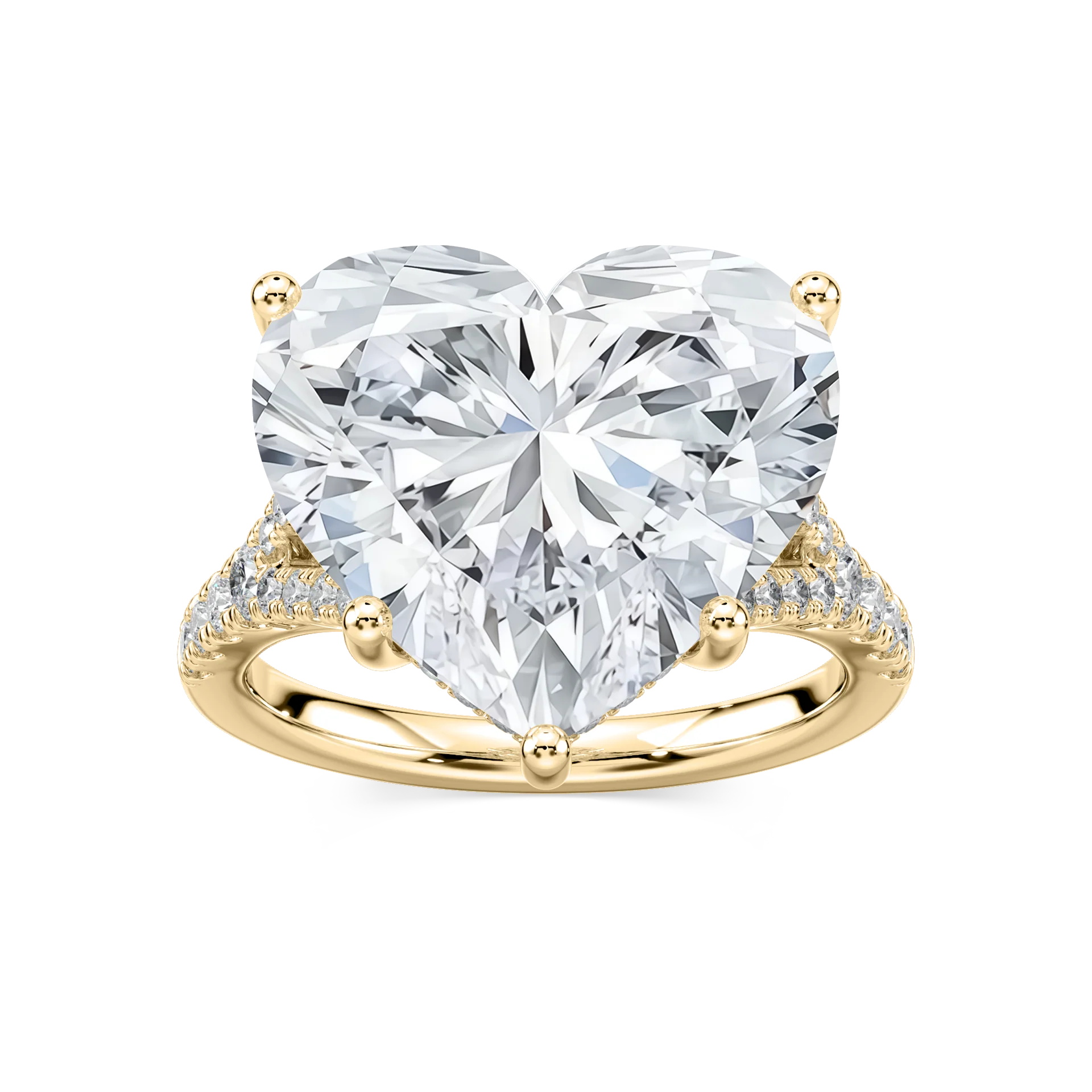 Heather 14 ctw Heart Lab Grown Diamond Split Shank Hidden Halo Engagement Ring - Signature Collection