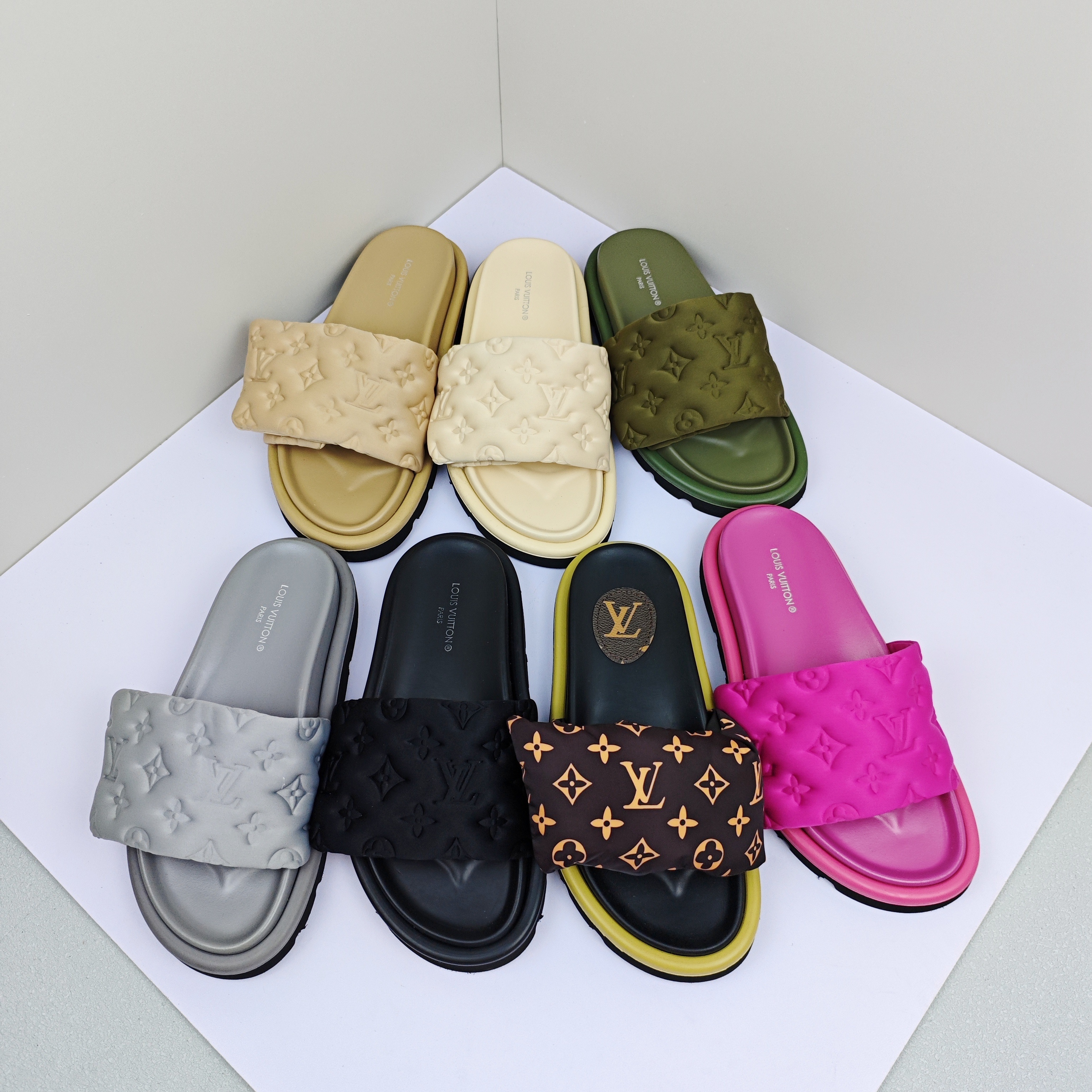 Louis Vuitton Embossed Platform Slides