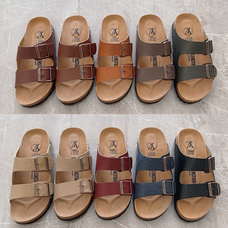 3 D Logo Birken-Style Two-Strap Sandals