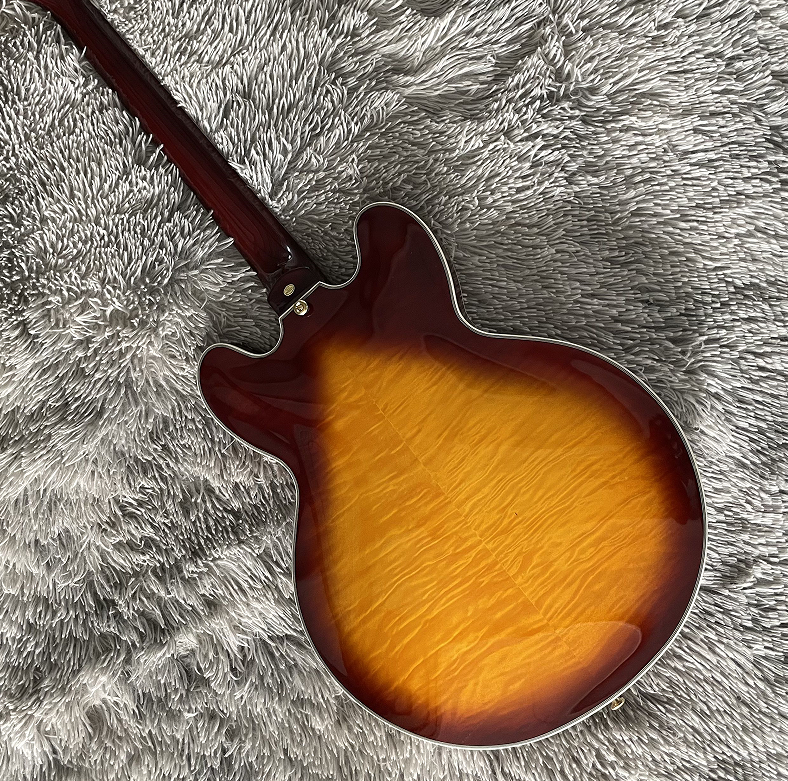 Custom ES339 Electric Guitar Sunburst Quilted Maple Top Mahogany Body HH Pickup