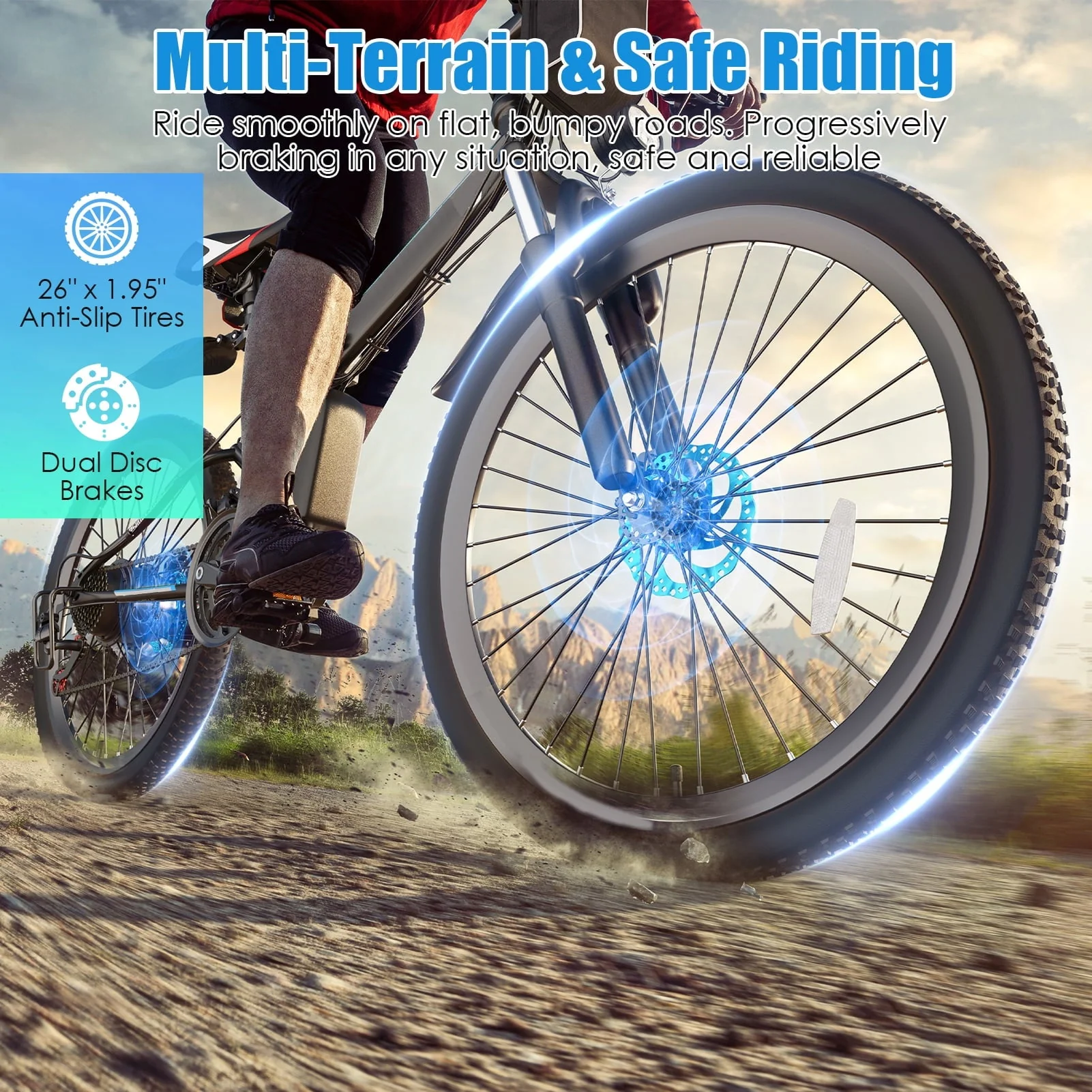 Elifine 26in Folding Electric Mountain Bike, 500W, 48V 7.8Ah