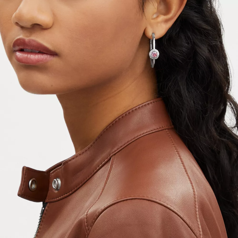 COAthtCH Open Circle Stone Hoop Earrings