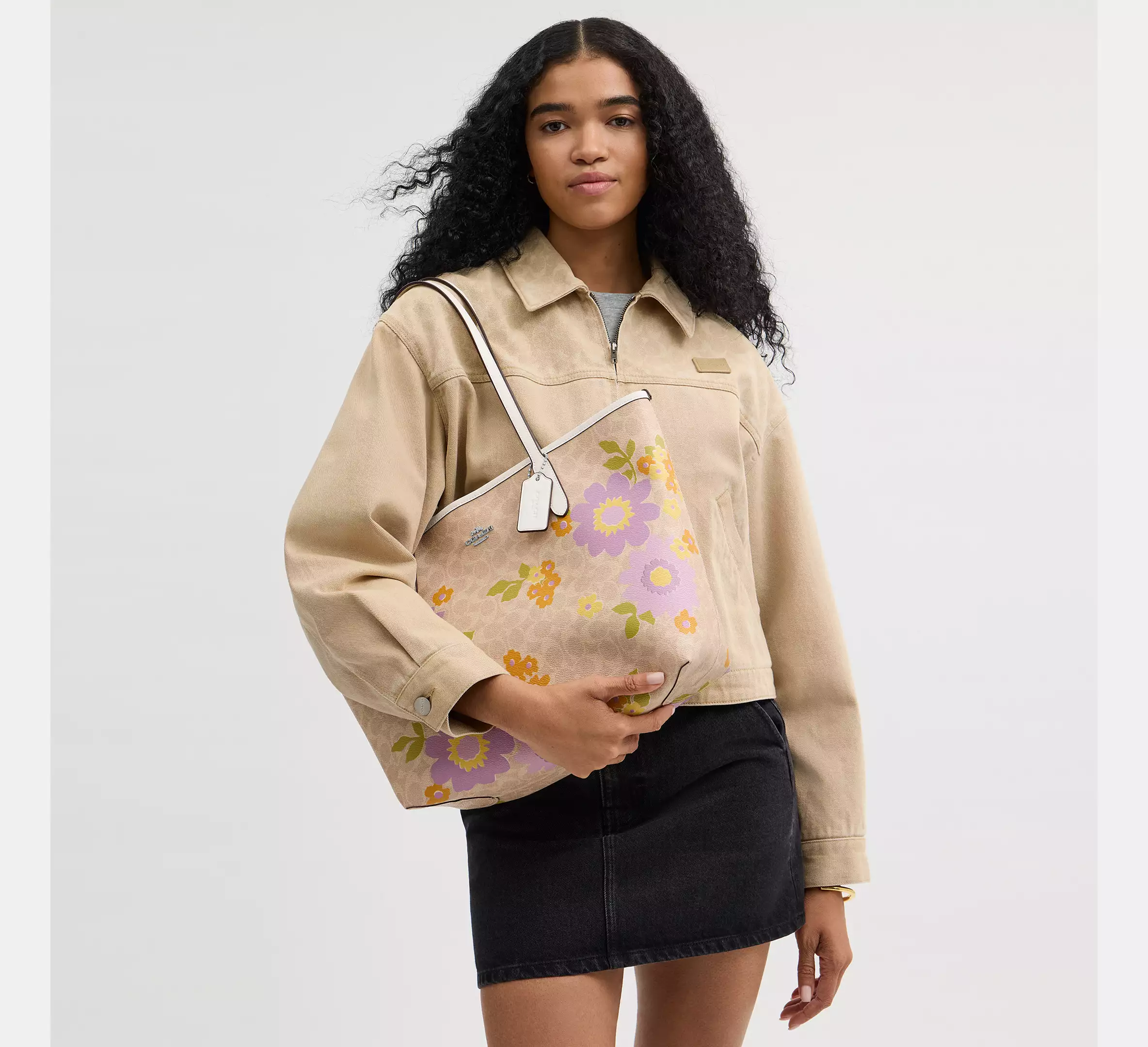 City Tote Bag In Signature Canvas With Floral Print