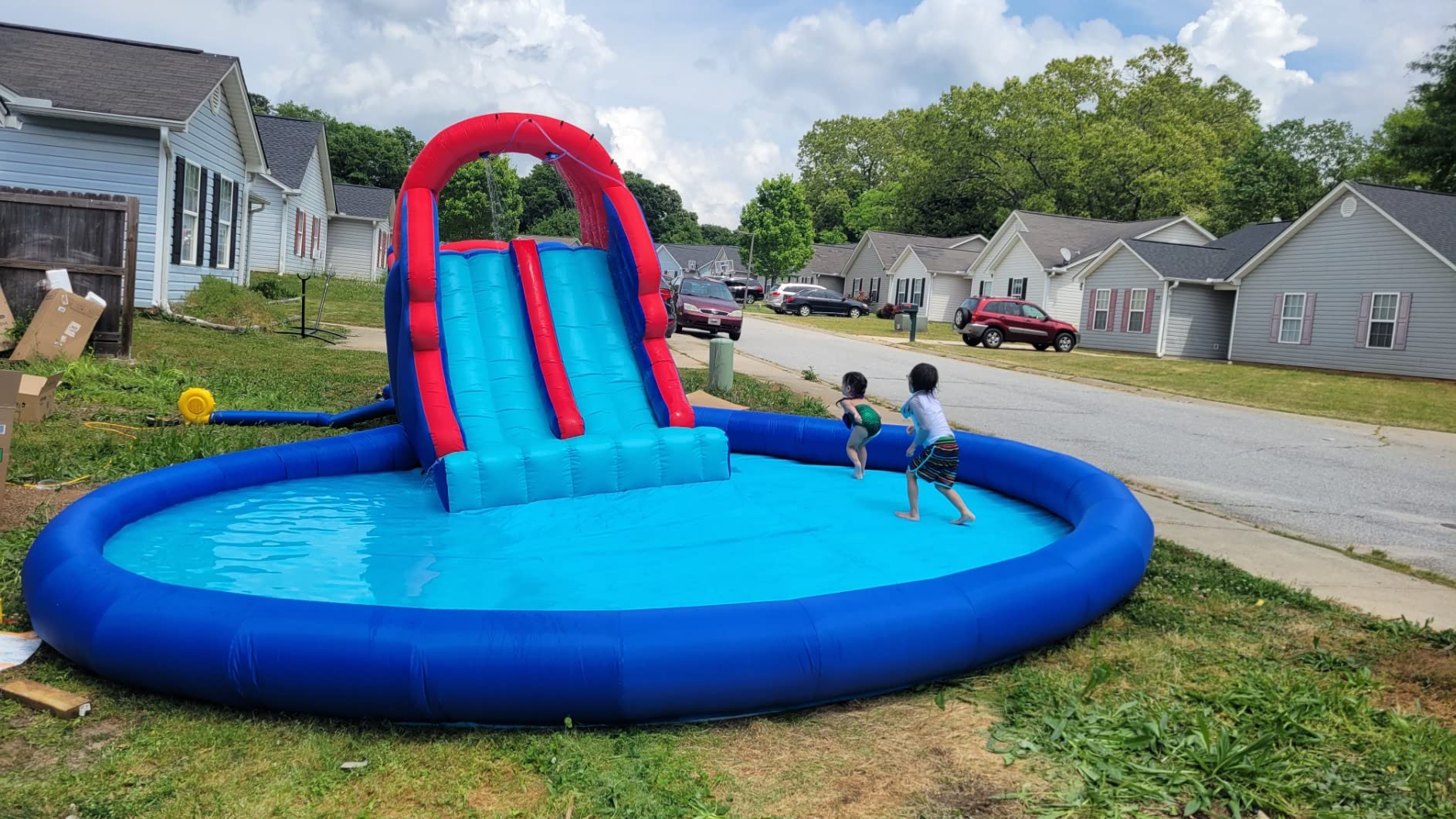 Dual Slide Roundabout Inflatable Water Park