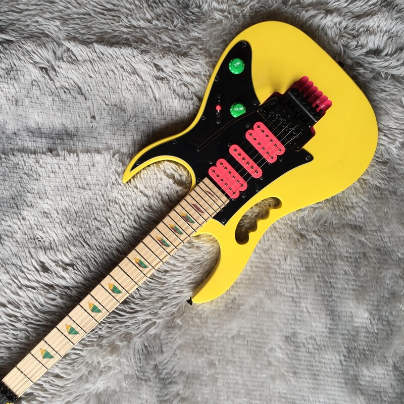 Hot Sale Yellow Electric Guitar Solid Body Maple Fretboard HSH Pickups FR Bridge
