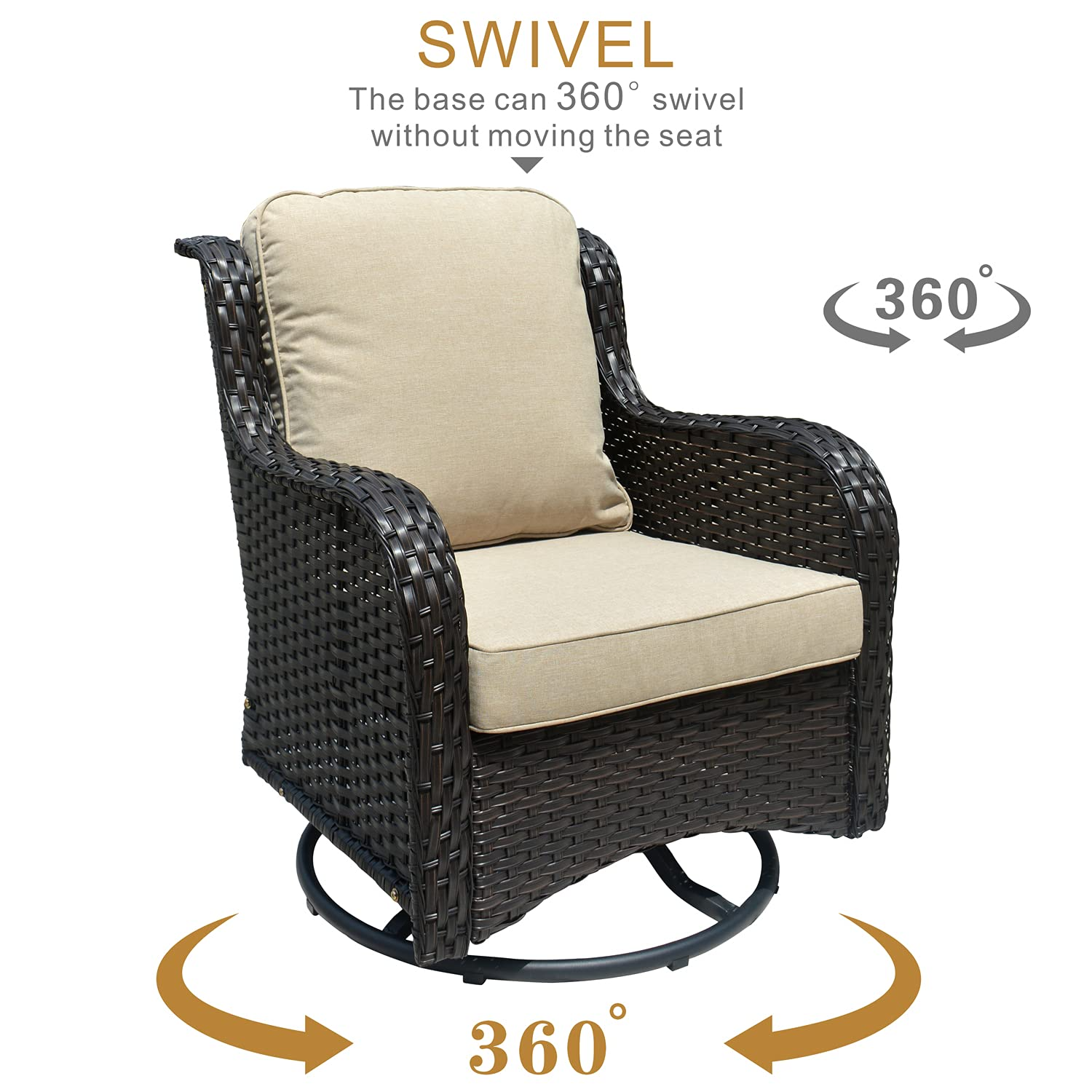 Patio Chair Wicker Swivel Rocker Patio Chairs Set of 2 &
