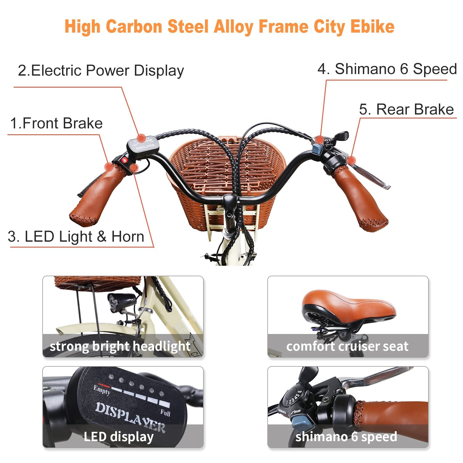 Electric Bike for Adult 350W Ebike 18-22MPH 45-60 Miles 26