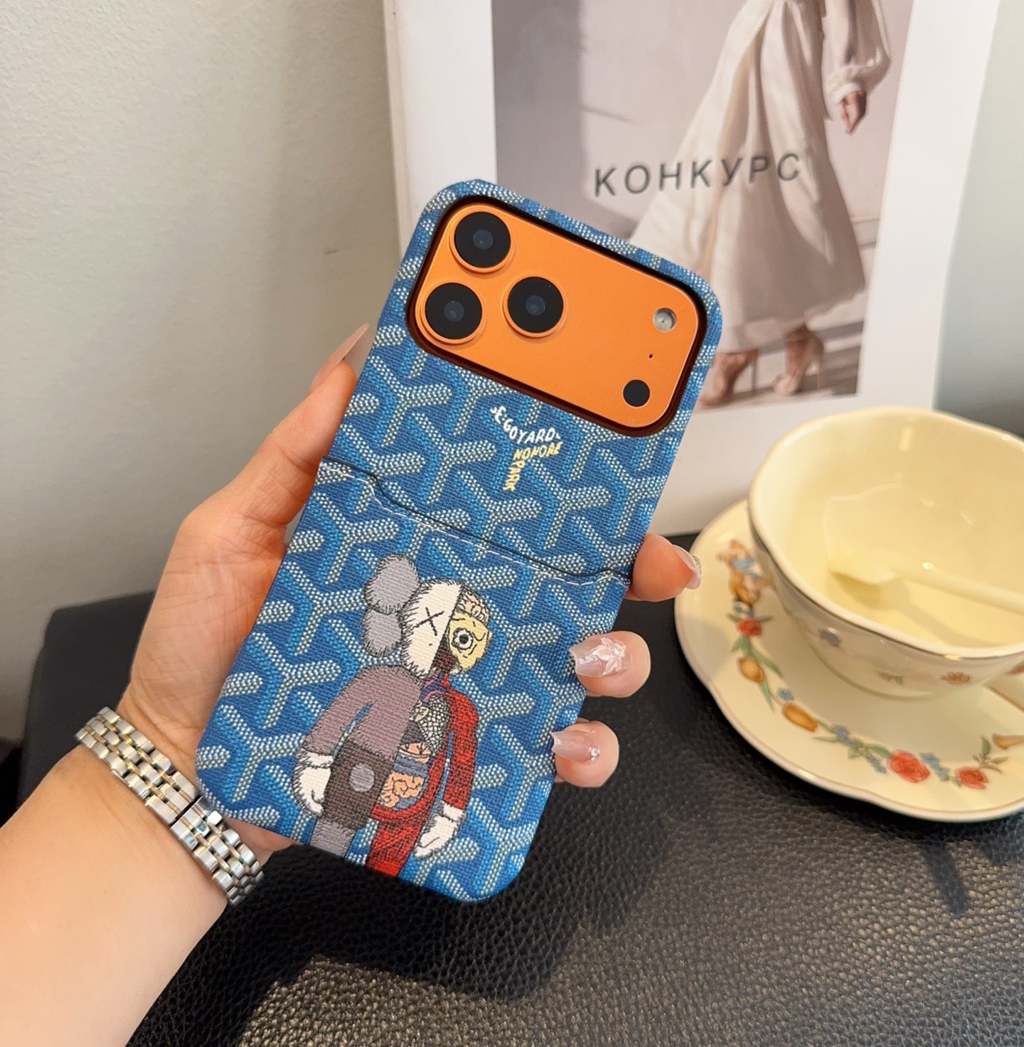 Goyard X KAWS Skeleton Collage Monogram Card Holder Luxury Phone Case