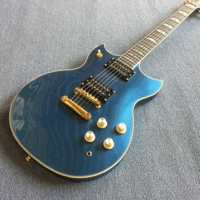 Electric Guitar Solid Mahogany Rosewood Fingerboard Metallic Blue