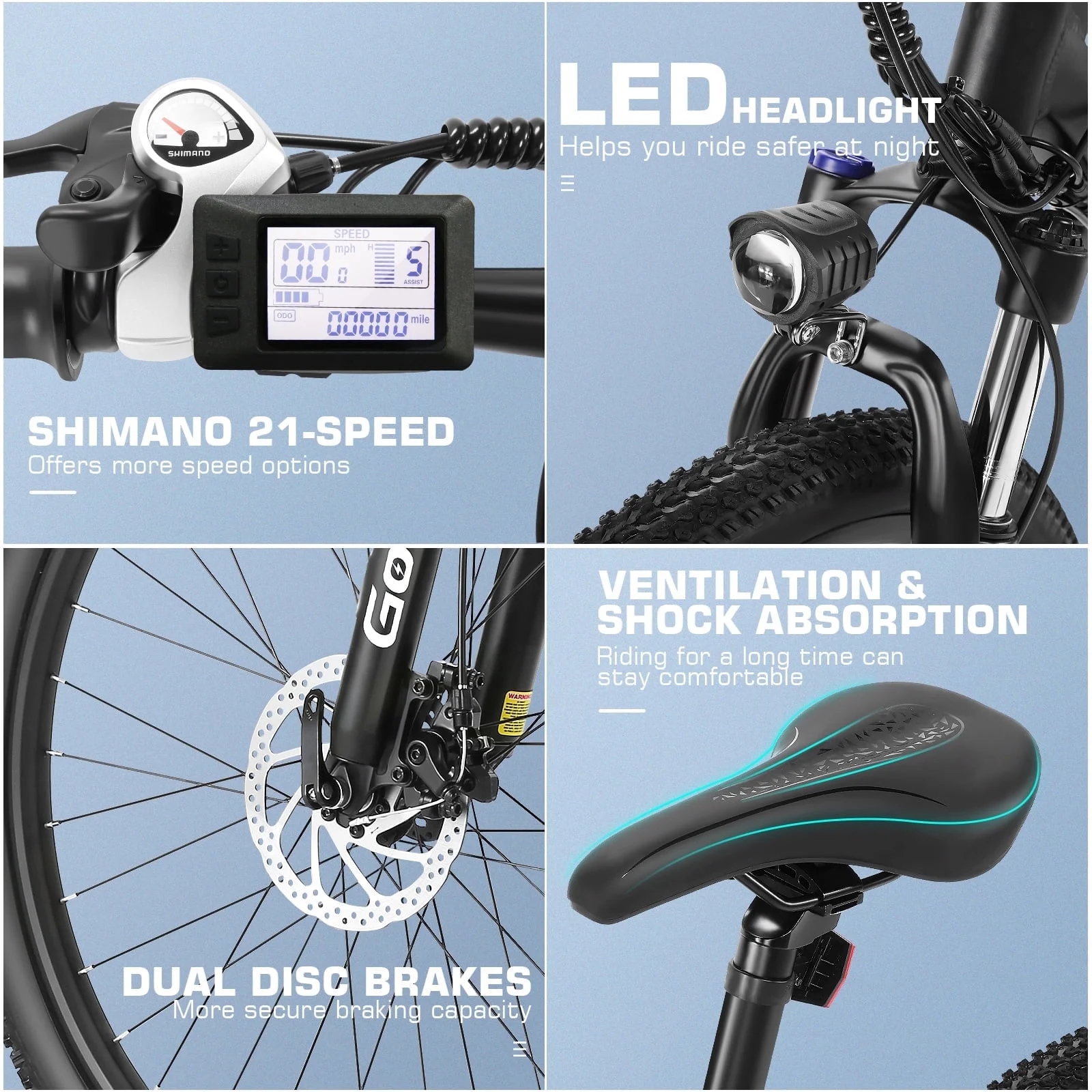 Gocio 27.5in Electric Mountain Bike, 750W Peak, 48V 10.4Ah